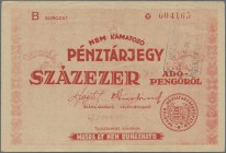 Hungary: Hungarian Postal Savings Bank 100.000 Adopengö 1946 with stamp ”M. POSTATAKARÉKPÉNZTÁR” without the word ”KIR” at upper right on front, P.148...