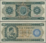 Hungary: Magyar Nemzeti Bank 10 Forint 1946 SPECIMEN, P.159s with perforation ”MINTA” at center and red serial number A000 000000 on back, this is the...