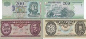 Hungary: Nice lot with 10 banknotes comprising 100 Pengö 1944 P.M8 (UNC), 2x 10 Forint 1949 P.164 (F, VF+), 2x 100 Forint 1949 P.166 (F+, XF), 50 Fori...