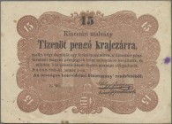 Hungary: National Army Defense Committee 15 Pengő Krajczárra 1849, P.S121, vertically folded, some small stains and lightly toned paper, Condition: VF...