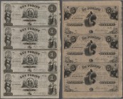 Hungary: Uncut sheet of 4 notes 1 Forint 18xx unsigned remainder, letter E – H, P.S141rs and uncut sheet of 3 notes 5 Forint 18xx unsigned remainder, ...