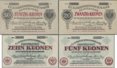 Hungary: K.u.K. Kriegsgefangenenlager KENYERMEZÖ (Austria-Hungary POW camp WWI) complete set with 1, 2, 5, 10, 20 and 50 Kronen 1916, C.1389-1394 in V...