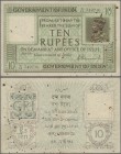 India: Government of India 10 Rupees ND(1917-30) with signature: Denning, P.6, still strong paper with staple holes at left and a number of small rust...
