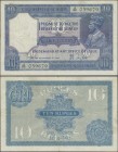 India: 10 Rupees ND P. 7b, used with vertical and horizontal fold, 2 pinholes at left, crispness in paper, not washed or pressed, still original color...