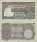 India: 5 Rupees ND portrait KGV P. 15a, used with folds and creases, pinholes, no repairs, condition: F+ to VF-.
 [zzgl. 19 % MwSt.]