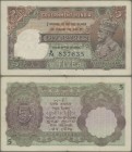 India: 5 Rupees ND(1928-35) P. 15b, light folds in paper, rounded corners, 2 pinholes, still strong paper and nice colors, condition: VF to VF+.
 [zz...