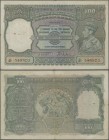 India: 100 Rupees ND(1937) portrait KGIV P. 20n, MADRAS issue, used with folds and pinholes in paper, light stain, in condition: F to F+.
 [zzgl. 19 ...