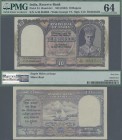 India: The Reserve Bank of India 10 Rupees ND(1943) with signature: C.D. Deshmukh, P.24, excellent condition with staple holes as usually, PMG graded ...