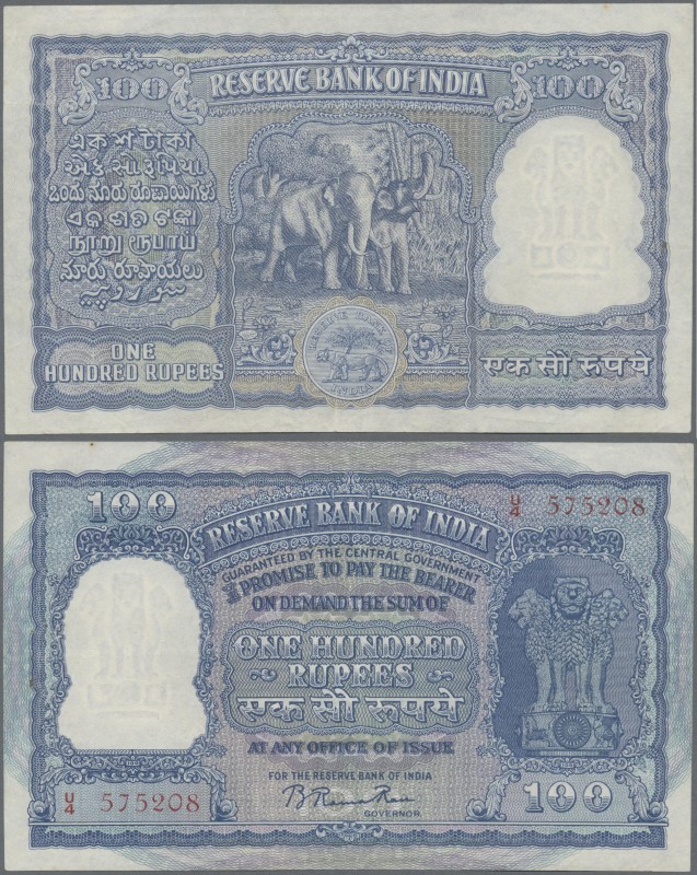 India: Reserve Bank of India 100 Rupees ND(1950's) with signature: Rama Rau (194...