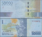 Indonesia: Bank Indonesia 50.000 Rupiah Emisi 2016 / Peruri TC 2017, P.159b, error note with missing print on front, Condition: UNC.
 [differenzbeste...
