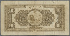 Iran: Bank Melli Iran 10 Rials SH1311 (1932), P.19, still nice with lightly toned paper, small tear at upper margin and margin splits, Condition: F.
...