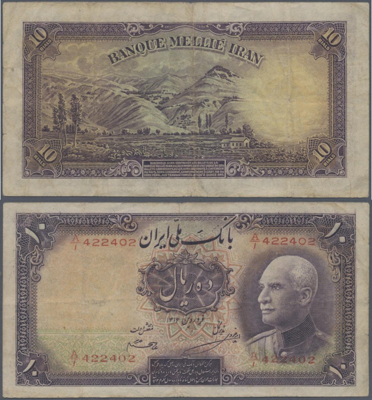 Iran: Banque Mellié Iran 10 Rials SH1315 (1936), P.31, still nice with lightly t...