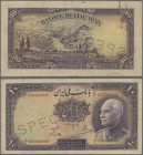 Iran: Banque Mellié Iran 10 Rials SH1315 (1936) SPECIMEN, P.31s with red serial number A/1 000000 and perforation ”Specimen” at center, stronger verti...