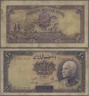 Iran: Banque Mellié Iran 10 Rials with purple stamp on back with date 17/5/15 (= 15 Mordad 1317), P.33b, margin splits, stained paper and several fold...