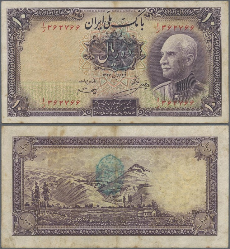 Iran: Bank Melli Iran 10 Rials with slate blue stamp with SH1319 on back, P.33Ab...