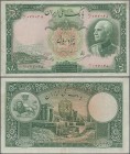 Iran: Bank Melli Iran 50 Rials with slate green stamp with SH1319 on back, P.35Ac, great condition with a few minor spots and soft folds, Condition: V...