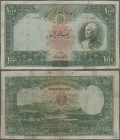 Iran: Banque Mellié Iran 1000 Rials with red stamp on back, SH 1320, P.38b, small repairs and taped tears, small hole at center, Condition: F/F-.
 [z...