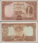 Iran: Bank Melli Iran, 100 Rials ND(1944), P.43, optically appears nice with strong paper and bright colors, some folds and minor spots, lightly press...