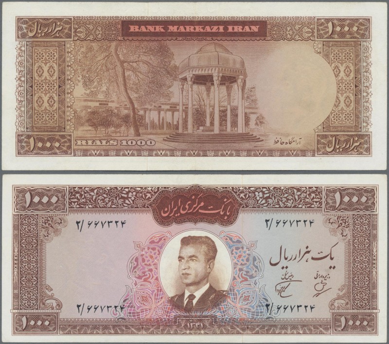 Iran: Bank Markazi Iran 1000 Rials SH1341 (1962), P.75, highest denomination of ...