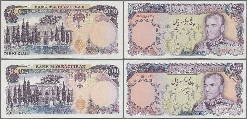 Iran: Bank Markazi Iran, pair of the 5000 Rials ND(1974), P.106c (UNC) and P.106...