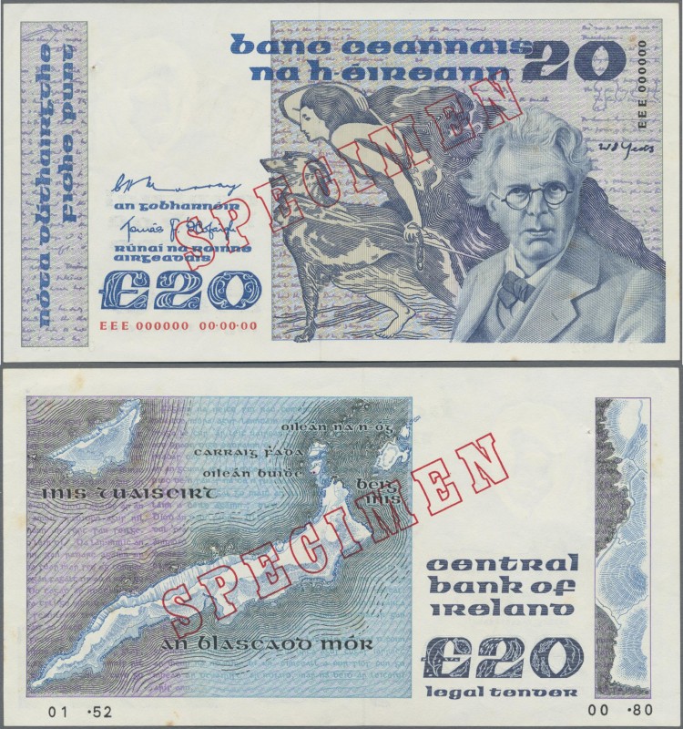 Ireland: Central Bank of Ireland 20 Pounds 1980-92 SPECIMEN, P.73s, almost perfe...