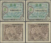 Japan: Allied Military Command set with 2x 1 Yen ND(1945), letter ”B” in underprint with serial number H00076021A and H00181027A replacement notes, P....