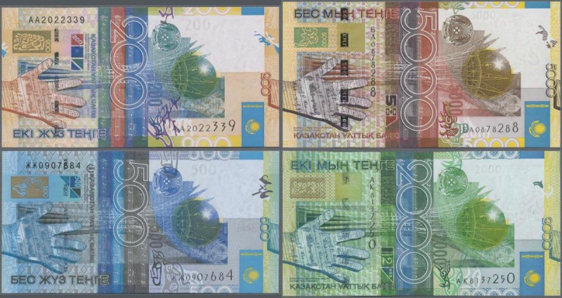 Kazakhstan: Nice lot with 8 banknotes of the 2006 issue with 200, 2x 500, 1000, ...