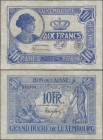 Luxembourg: Grand Duché de Luxembourg – Bon de Caisse 10 Francs ND(1923), P.34, very professional repaired and restored, optically appears nice, Condi...