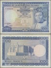 Mali: Banque de la République du Mali 1000 Francs 1960 (1967), P.9, still nice with strong paper and bright colors, some folds and creases and a few m...