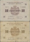 Montenegro: Nice lot with 4 banknotes of the 25.07.1914 ”Large Arms on Front and Back” issue with 5 Perpera P.9b (F- with tears), 10 Perpera P.10 (F),...