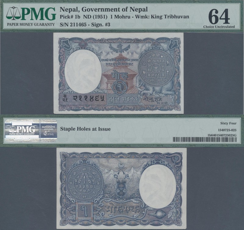 Nepal: The Government of Nepal 1 Mohru ND(1951) with signature: Narendra Raj Pan...