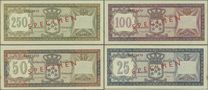 Netherlands Antilles: Bank van de Nederlandse Antillen, set with 25, 50, 100 and...