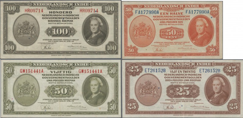 Netherlands Indies: Very nice lot with 8 banknotes of the 02.03.1943 ”Gouverneme...