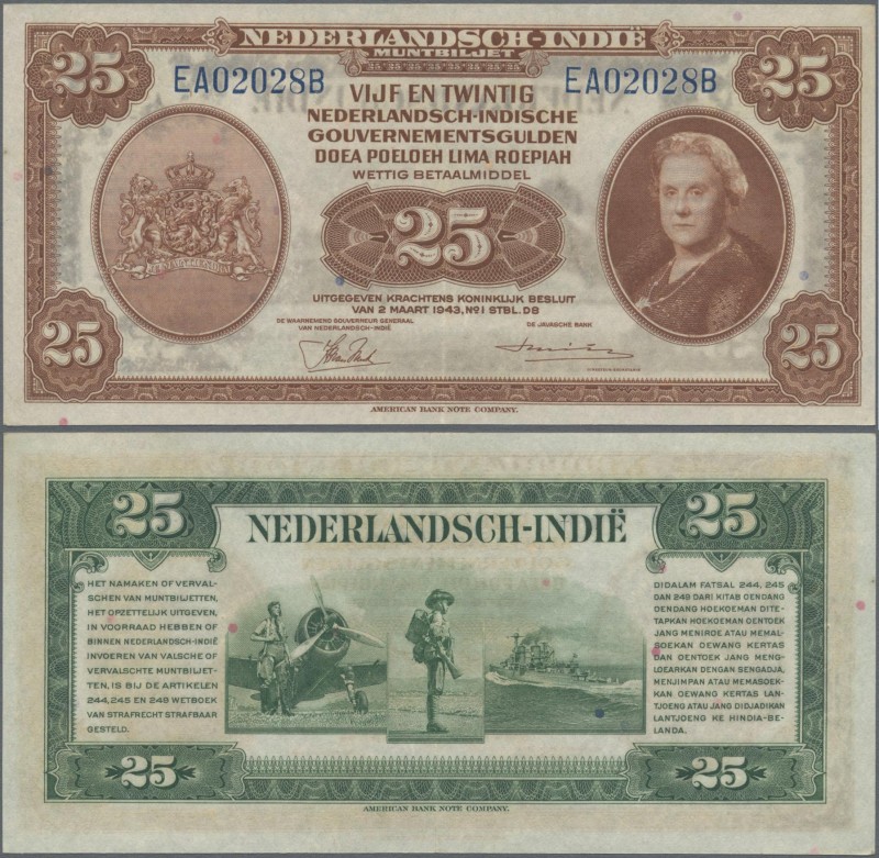 Netherlands Indies: Nederlandsch-Indie Muntbiljet 25 Gulden L.1943, P.115, almos...