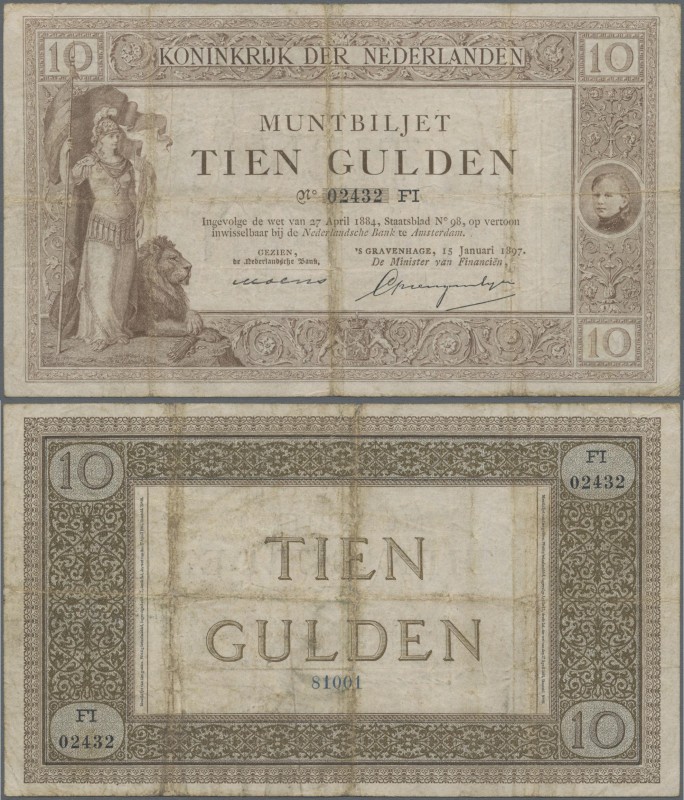 Netherlands: Koninkrijk der Nederlanden 10 Gulden January 15th 1897, P.2, highly...