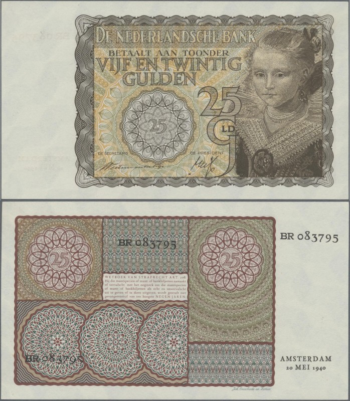 Netherlands: 25 Gulden 1940, P.57, almost perfect with just a few minor creases ...