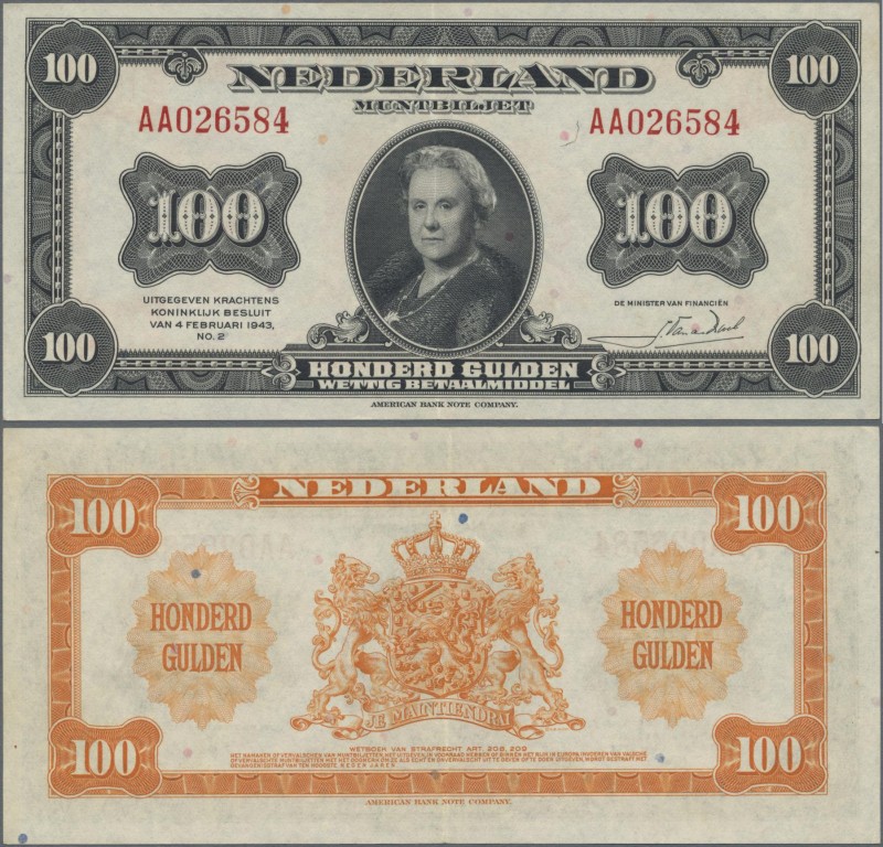 Netherlands: 100 Gulden Muntbiljet 1943, P.69, great original shape and excellen...