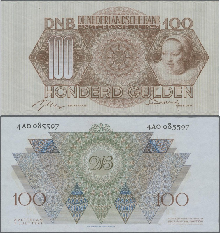 Netherlands: 100 Gulden 1947, P.82a in perfect UNC condition.
 [differenzbesteu...