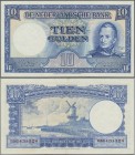 Netherlands: 10 Gulden 1949, P.83, very nice condition with a soft vertical bend at center only, otherwise perfect, Condition: XF+/aUNC.
 [differenzb...