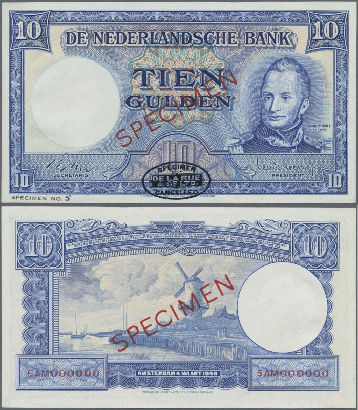 Netherlands: 10 Gulden 1949 DLR SPECIMEN, P.83s, red overprint ”Specimen”, black...