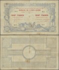 New Caledonia: 100 Francs 1914 Noumea Banque de l'Indochine P. 17, used with folds and pinholes, border tears, light stain in paper, center hole, no r...