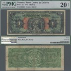 Panama: Banco Central de Emisión de la República de Panamá 1 Balboa 1941, P.22, always a great and popular note with annotations at left border on fro...