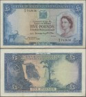 Rhodesia & Nyasaland: Bank of Rhodesia and Nyasaland 5 Pounds 1958, P.22a, still great original shape with some pinholes at center, lightly stained pa...