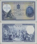 Romania: Banca Naţională a României 5000 Lei 31.03.1931 - overprint 06.09.1940 (date of abdiction of King Carol II), P.48a in perfect UNC condition.
...