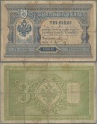 Russia: 3 Rubles 1898 with signatures: TIMASHEV / AFANASEV, P.2b, toned paper with margin splits and tiny holes at center, Condition: F-.
 [differenz...