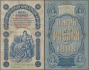 Russia: 5 Rubles 1898 with signatures: TIMASHEV / CHIKHIRZHIN, P.3b, very nice note with bright colors and strong paper, small border tears, lightly t...
