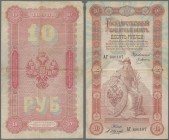 Russia: 10 Rubles 1898 with signatures: PLESKE / IVANOV, P.4a, very nice note with bright colors, small tear left center and margin splits at upper le...