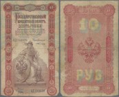 Russia: 10 Rubles 1898 with signatures: TIMASHEV / BRUT, P.4b, cut at lower margin, some repairs at right border and tiny hole at center, Condition: V...