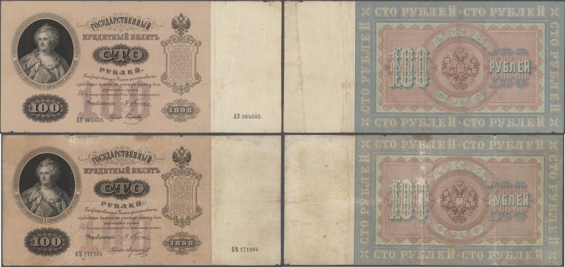 Russia: Very nice lot with 6 banknotes 100 Rubles 1898, P.5a with signatures: PL...