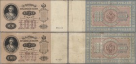 Russia: Very nice lot with 6 banknotes 100 Rubles 1898, P.5a with signatures: PLESKE / BRUT (F), PLESKE / KARPOV (F-), PLESKE / METZ (F-), PLESKE / MO...